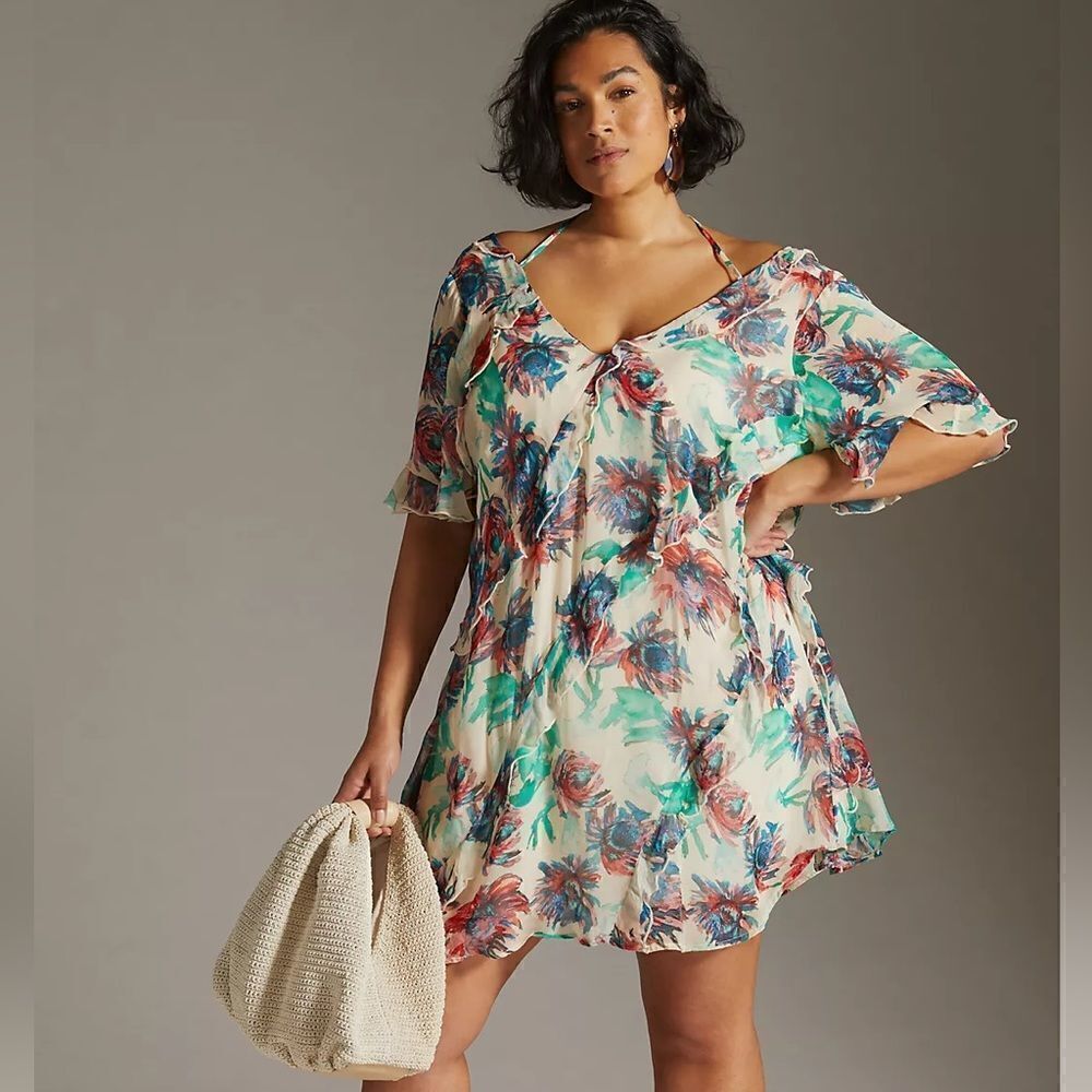 Anthropologie Soft Floral Printed Mini Dress